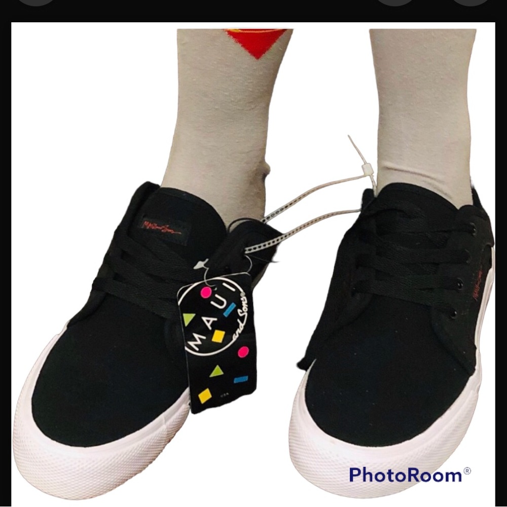 Maui & Sons Black Slash Skateboard Shoes- New- Classic Chukka Lo Otw Siz…
